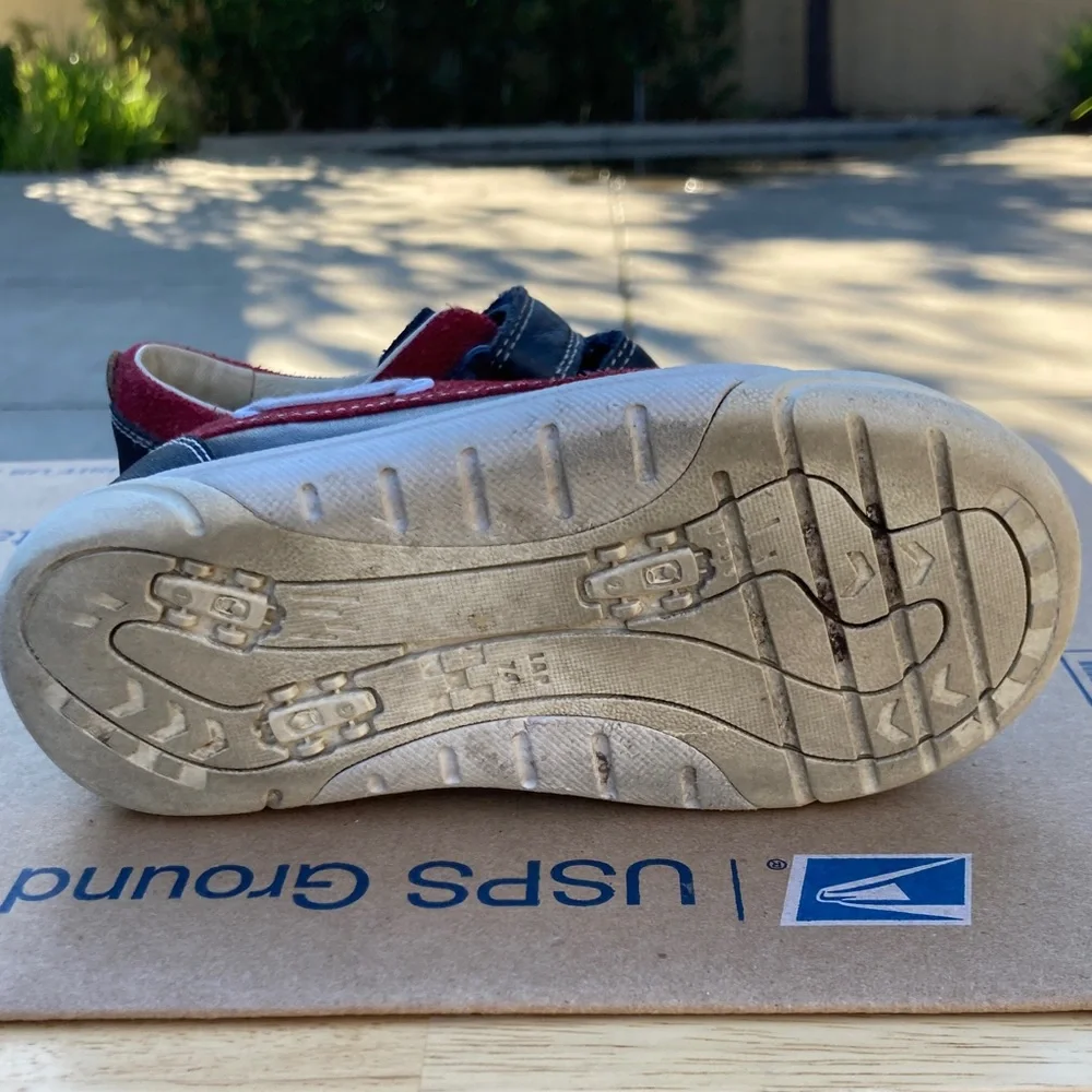 Clarks Kids mini folk Shoes - Navy and Burgundy size 10.5